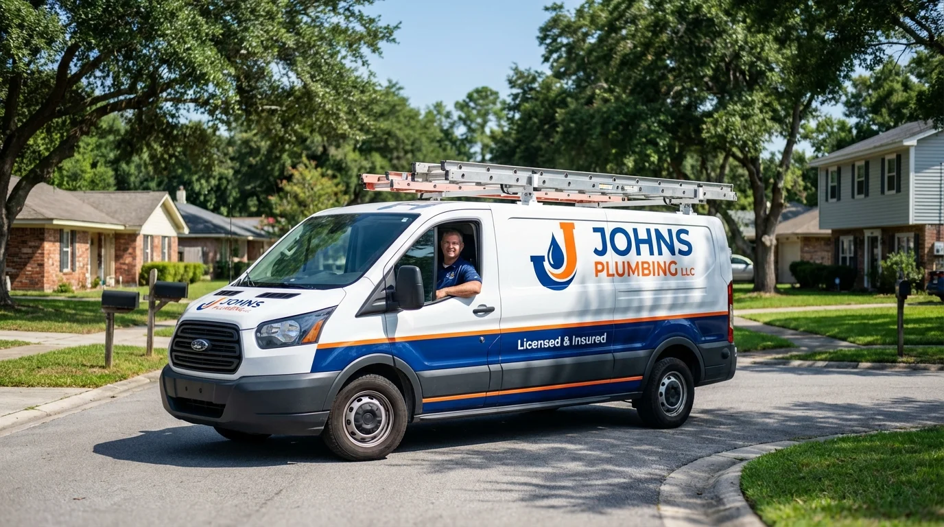 Johns Plumbing LLC service van in New London, CT