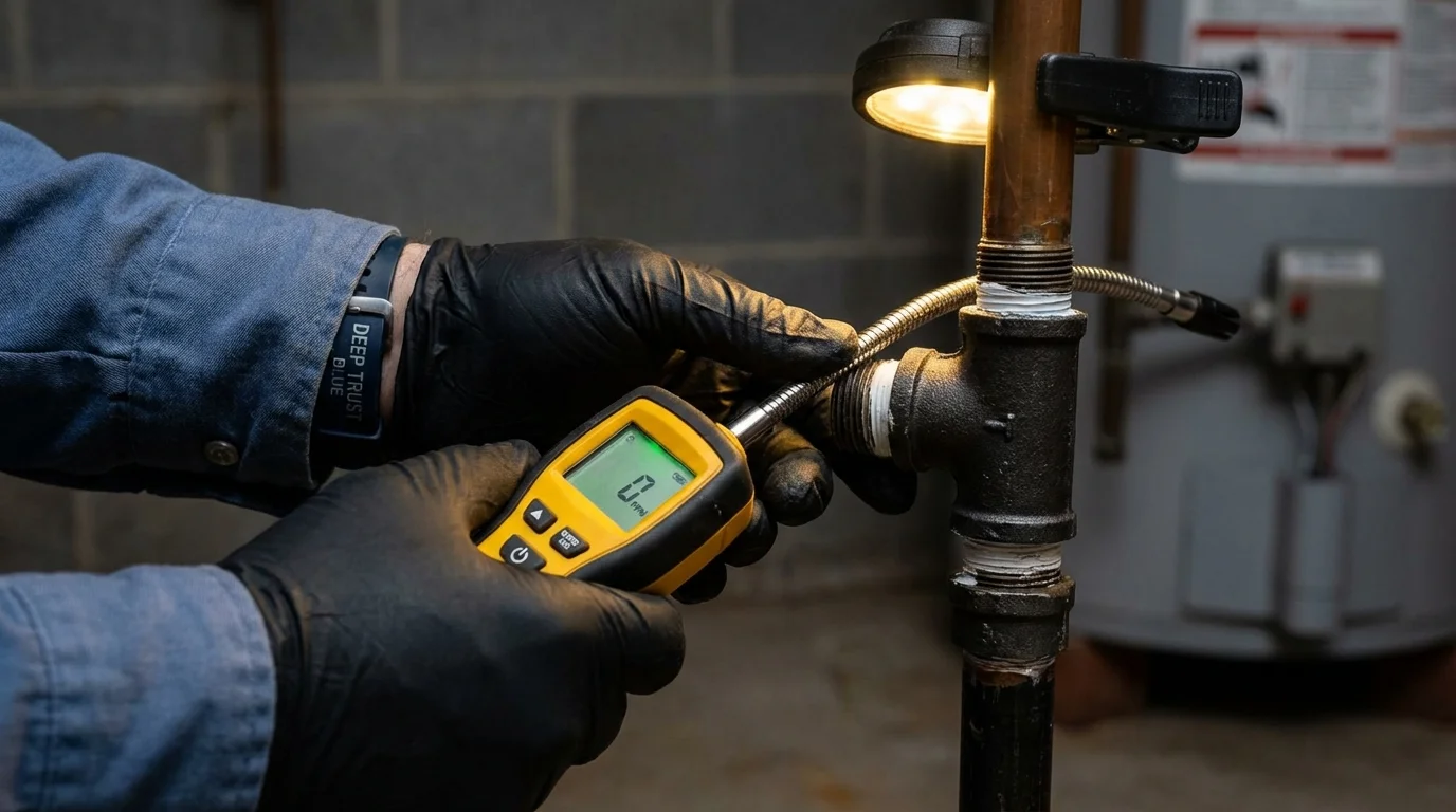 Gas leak detection with electronic sniffer by Johns Plumbing LLC in New London